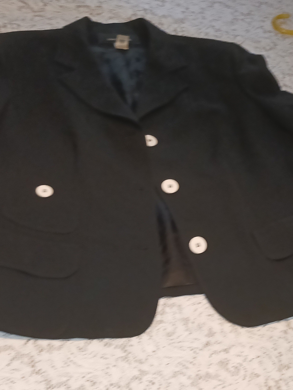 Jones New York Black Double-Breasted Blazer with Light Contrast Buttons